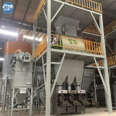 Ligne de production de mortier de machine adhésive de tuiles efficace avec alimentation et emballage automatique du matériau