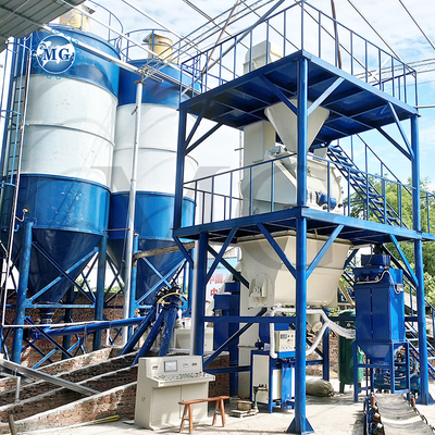 Fabrication de mortier à poudre de mélange à sec de 10 à 30 t/h à haute performance avec machine de mélange à pagaie à double arbre ligne de production d'adhésifs pour mélangeurs de tuiles de ciment