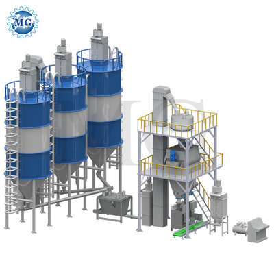 Fabrication de mortier à poudre de mélange à sec de 10 à 30 t/h à haute performance avec machine de mélange à pagaie à double arbre ligne de production d'adhésifs pour mélangeurs de tuiles de ciment