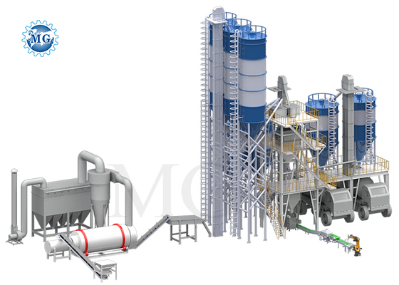 Usine de mortier sec 10-50 T/H avec dimensions 8000*8000*8000mm et temps de mélange de 3-5 minutes/lot pour enduit mural et colle à carrelage